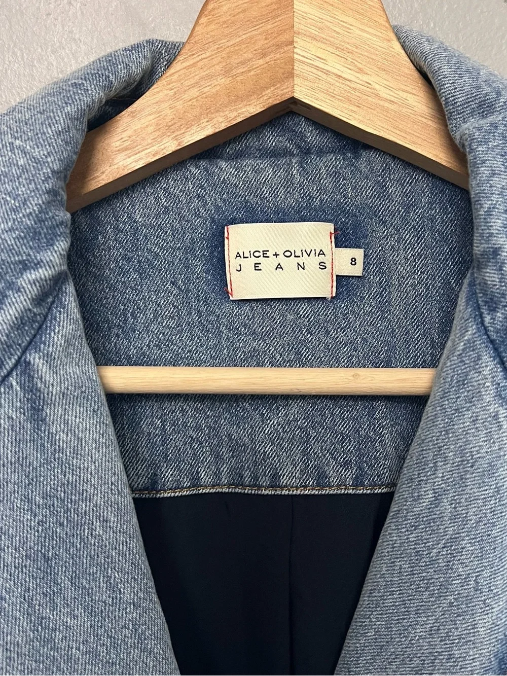 Alice + Olivia Macey Denim Fitted Blazer Size 8 Y2K 90s Downtown Girl